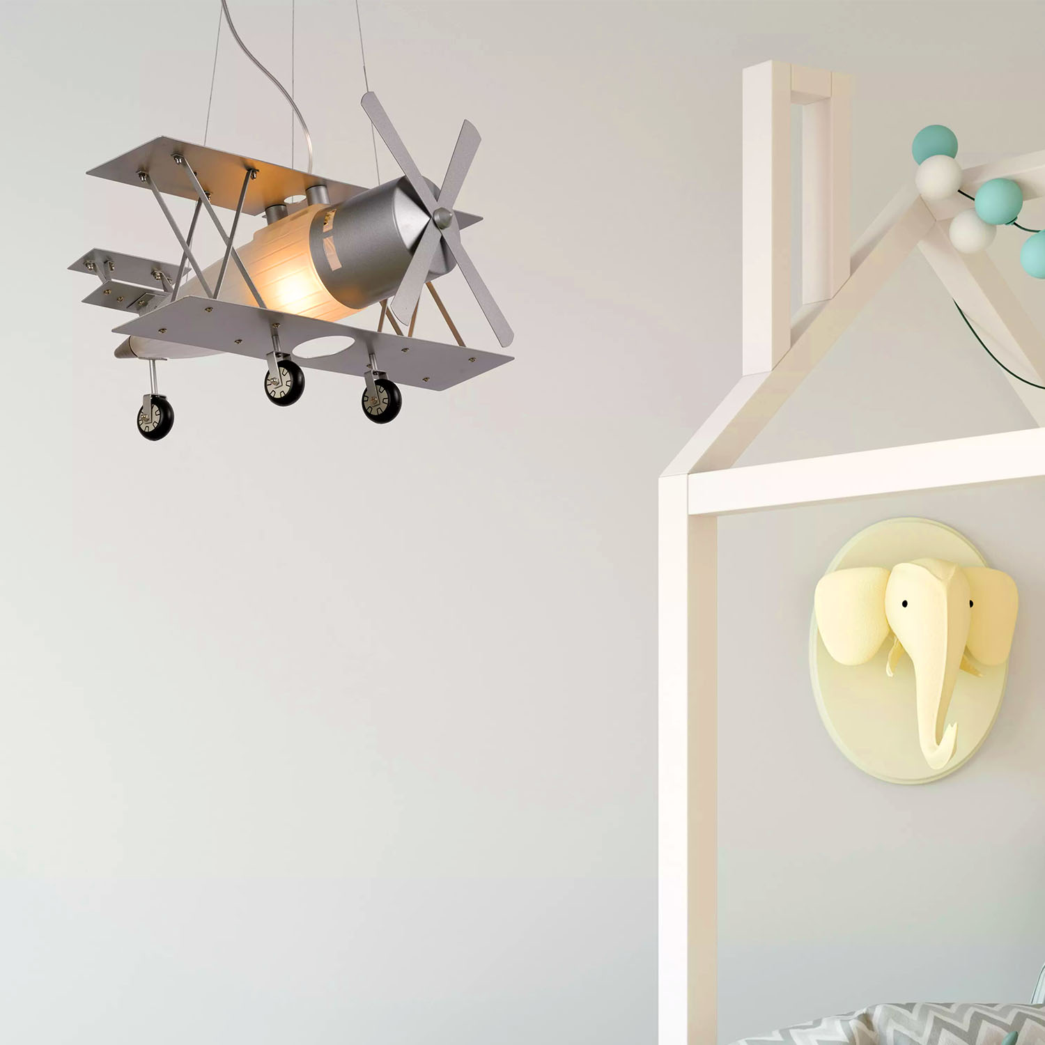 Suspension Lucide Focker 1xE27 L44 W50 H80cm,gris