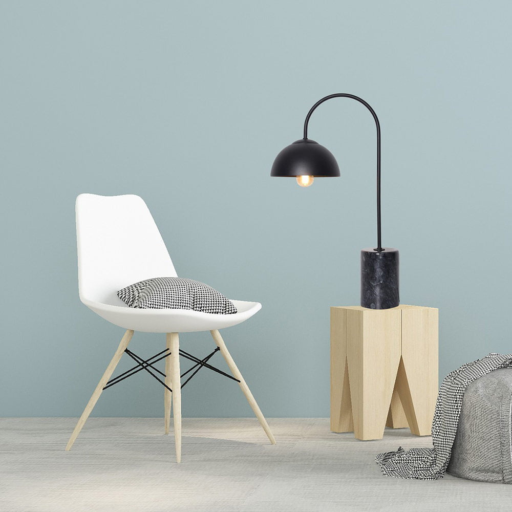 lampe à poser marble en métal noir et marbre