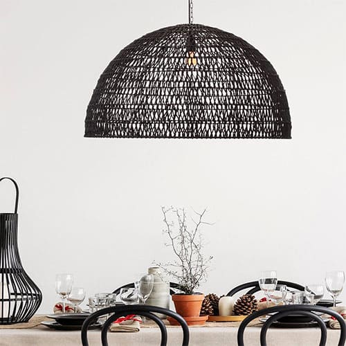 Suspension BALI (D80cm) noire en matière naturelle