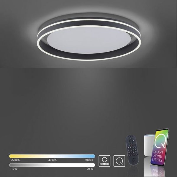 plafonnier paul neuhaus smart home q-vito 38w cct,anthracite