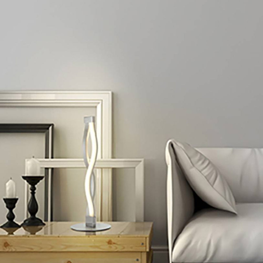 lampe à poser design led sahara en métal argenté