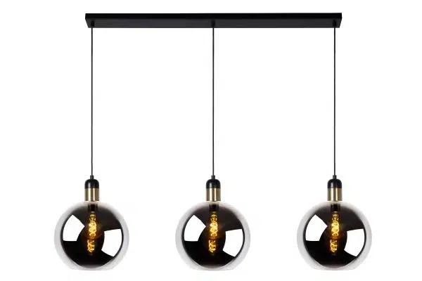 Suspension barre Lucide Julius 3xE27 105cm,fumée