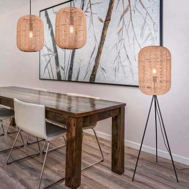 Lampadaire Trio Runa 1xE27 H150cm,naturel
