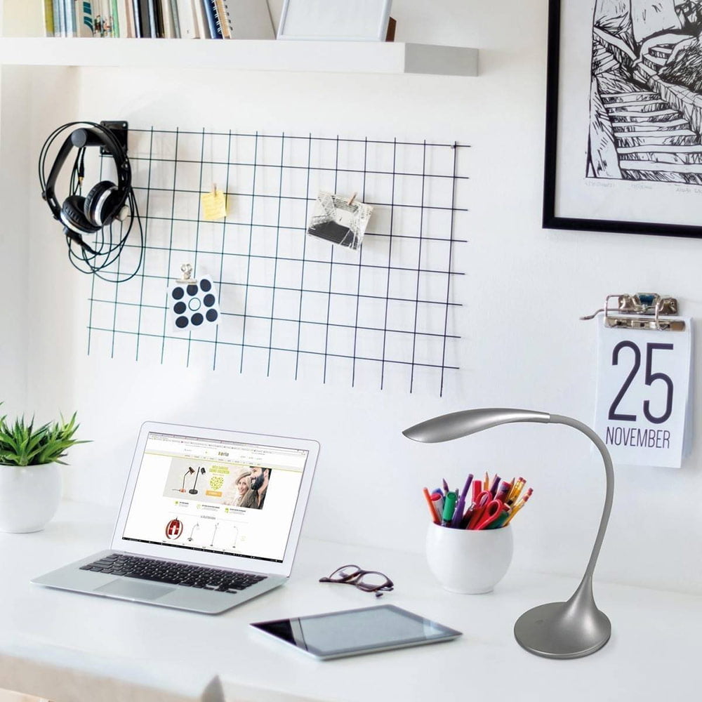 lampe de bureau touch dimmable flexible flex grise en pvc