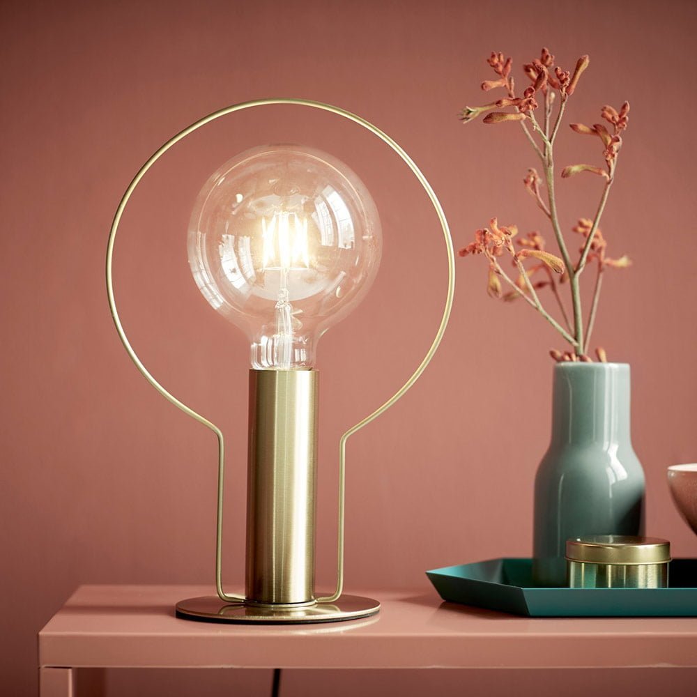 lampe de table dean avec halo en métal doré