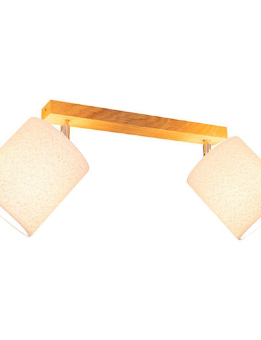 Spot double BOUCLE en bois de chêne et tissu blanc