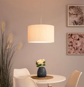 Suspension BOUCLE en Bois de Chêne et Tissu Blanc