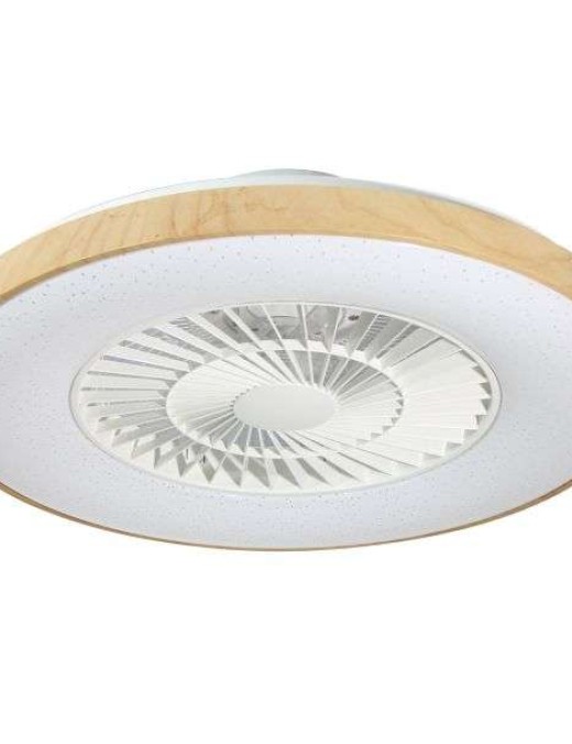 Ventilo lumineux Keria Free 40w CCT dimmable 59cm,blanc/bois