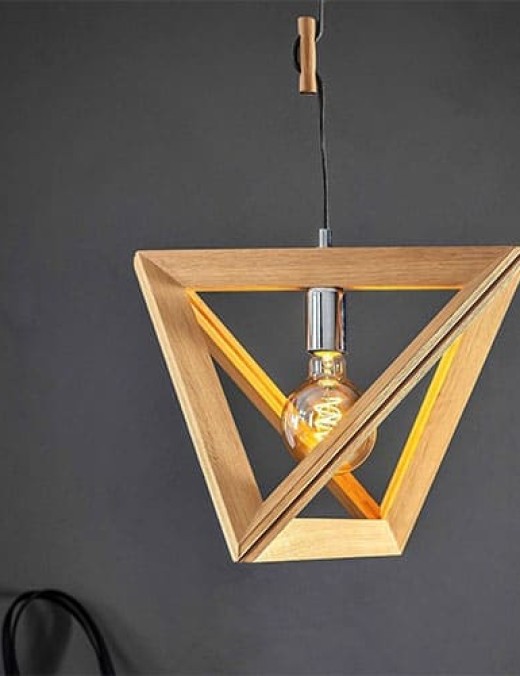 Suspension TRIGONON en bois naturel