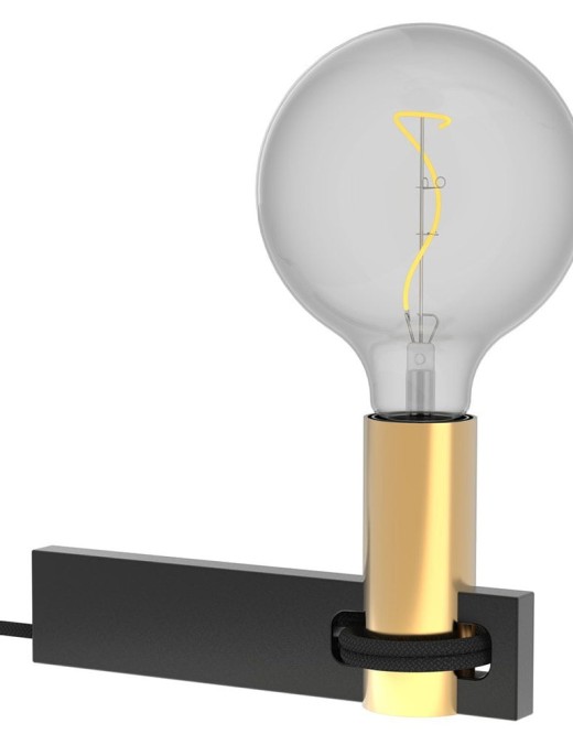 pied de lampe nerve en aluminium noir et métal laiton