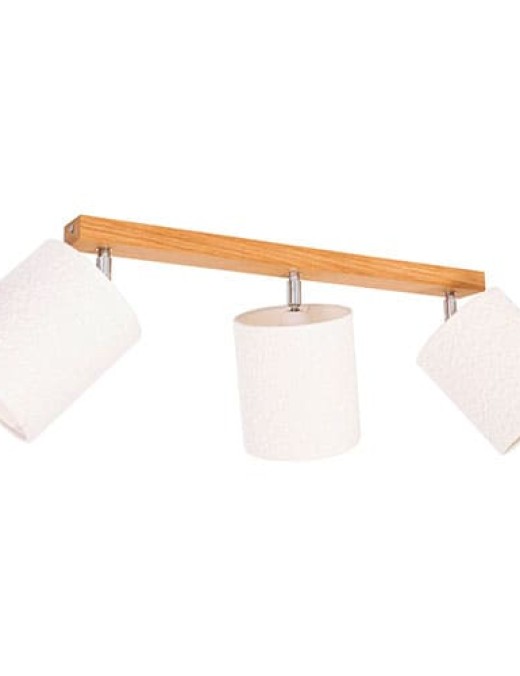 Plafonnier BOUCLE en bois de chêne et tissu blanc