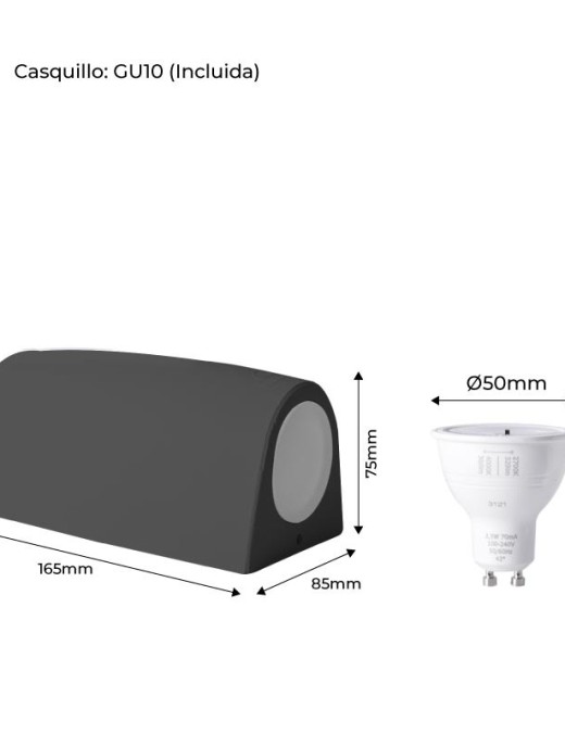 Applique Fumagalli murale Marta90 2xGU10/6w CCT IP55,noir