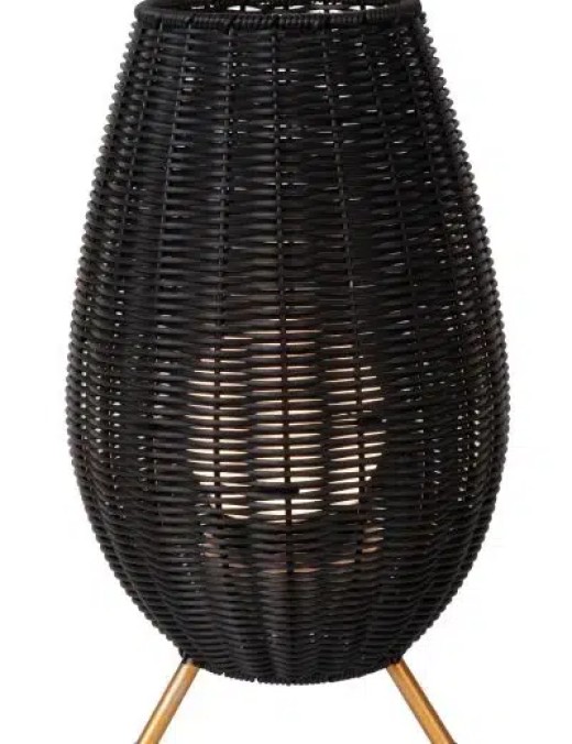 lampe de table lucide dim rech colin 3w (3000k) ip44 h36, noir
