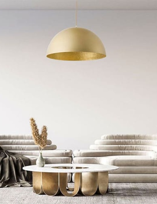 Suspension SFERA en métal couleur champagne intérieur doré
