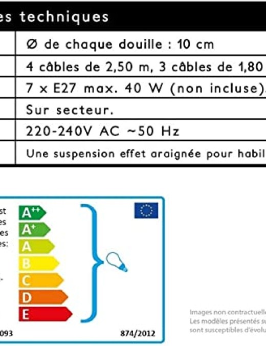 Suspension Araignée LA12093 7L Modulable Rouge