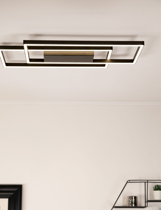 Plafonnier Keria Lines rectangle 40w (3000k) 65cm,noir