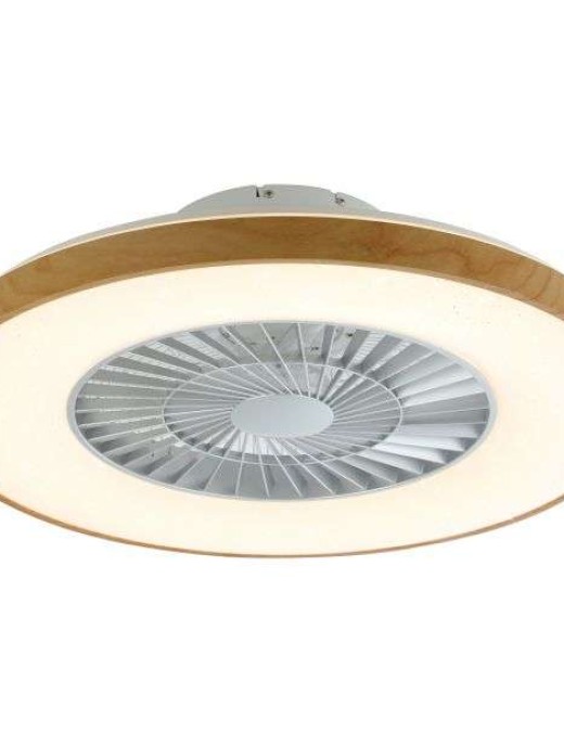 Ventilo lumineux Keria Free 40w CCT dimmable 59cm,blanc/bois