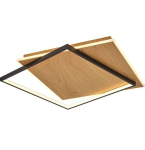 Plafonnier Laurie Grafic 38w dimmable 3000k 68cm, noir/bois