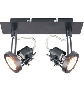 spots modernes orientables techno (2x3w) en métal noir mat