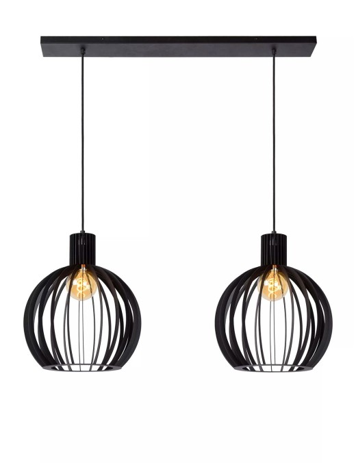 Suspension barre Lucide Mikaela 2xE27 90cm,noir
