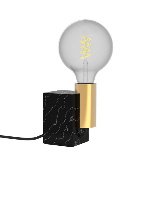 pied de lampe nerve en marbre noir et métal laiton