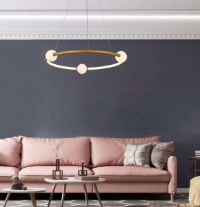 Suspension Keria Arty 36w (3000k) 64cm,rose/doré