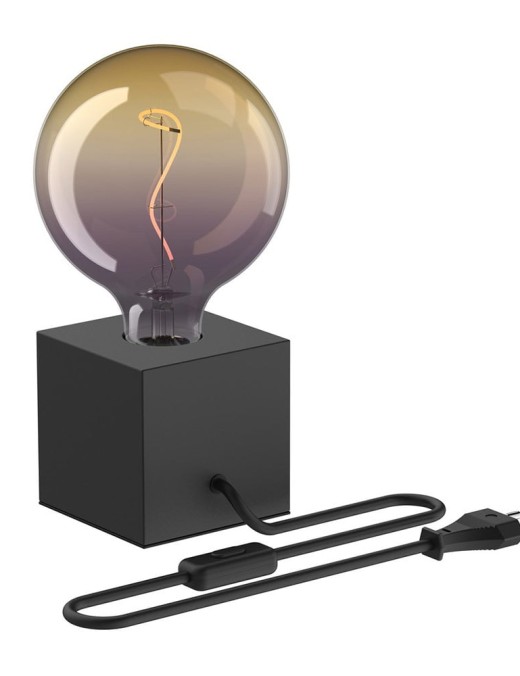 lampe à poser smook en métal noir mat et verre fumé