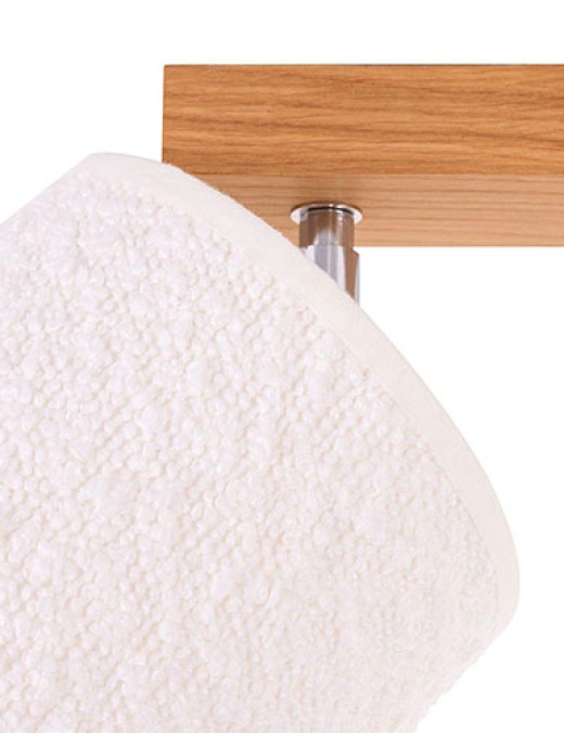Spot double BOUCLE en bois de chêne et tissu blanc