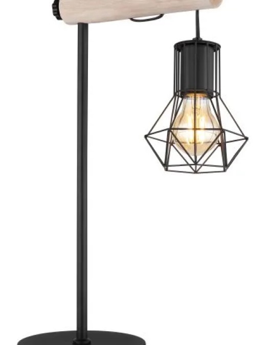 Lampe à poser Globo Priska 1xE27 H55cm,bois/noir