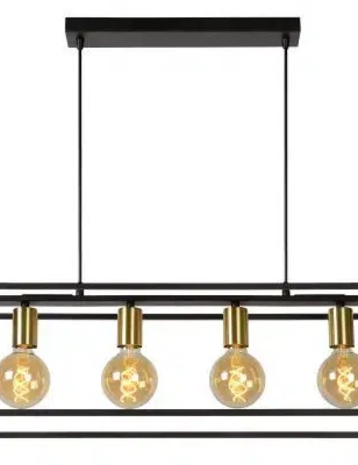 Suspension Lucide Ruben 4xE27 92cm,noir