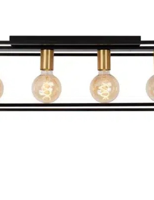plafonnier rectangulaire lucide ruben 4xe27 80cm,noir
