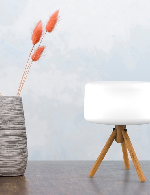 lampe moderne extérieur led chloe en bois et pvc blanc