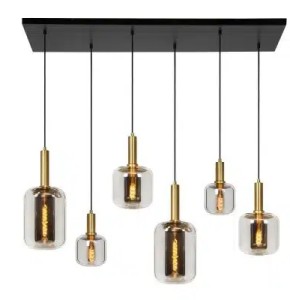 Suspension barre Lucide Joanet 6xE27 132cm,fumé
