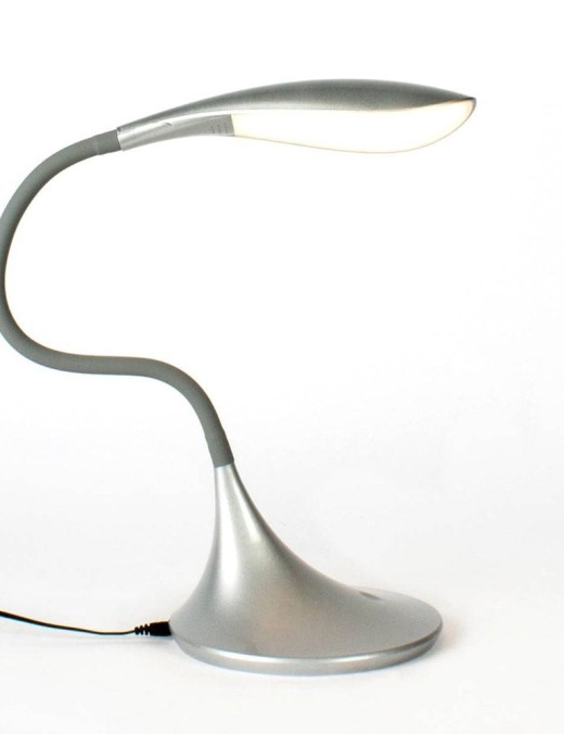 lampe de bureau design led yon en métal argenté