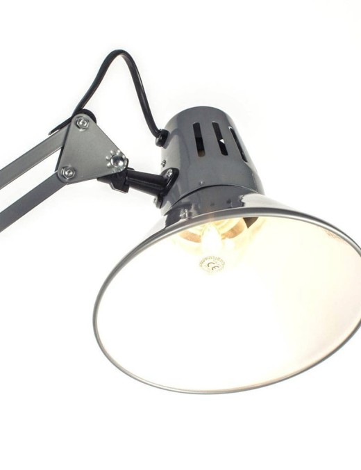 lampe de bureau à clip articulée architecte grise en métal