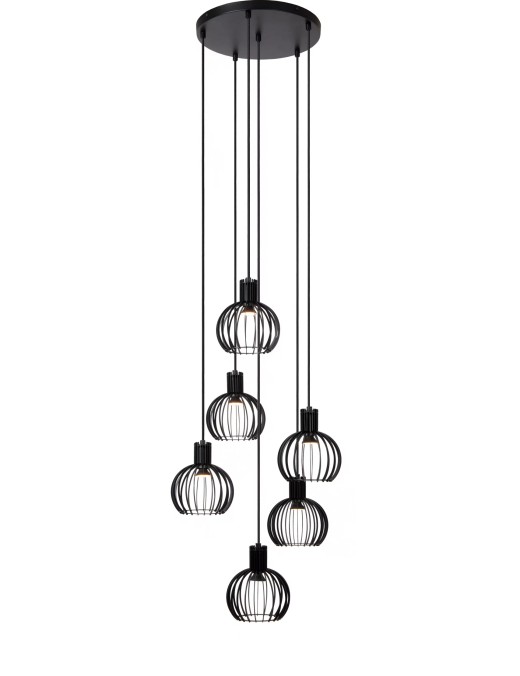 Suspension cascade Lucide Mikaela 6xE14 35cm,noir