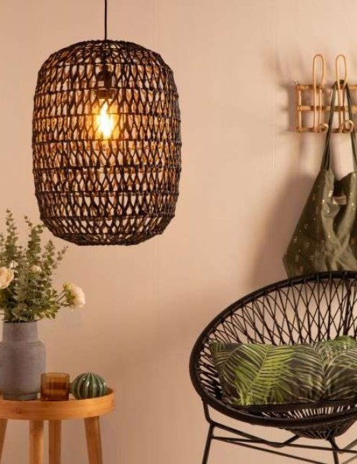 Suspension Keria Bora 30cm 1xE27 IP20,corde noir