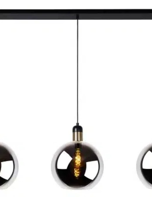 Suspension barre Lucide Julius 3xE27 105cm,fumée