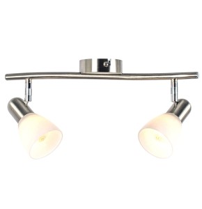 spot double bella en métal argenté et verre opale blanc