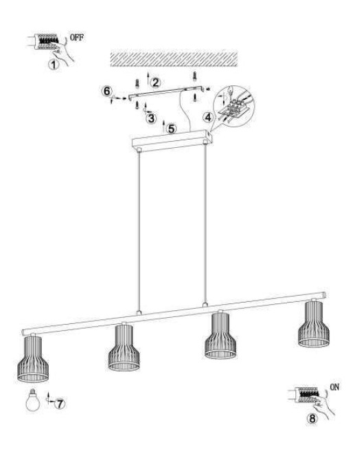 suspension keria hobart 4xe14 ip20,noir