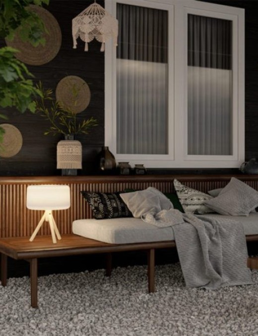 lampe moderne extérieur led chloe en bois et pvc blanc