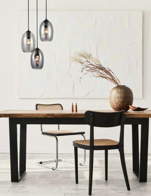 suspension moderne carlos en verre fumé chrome