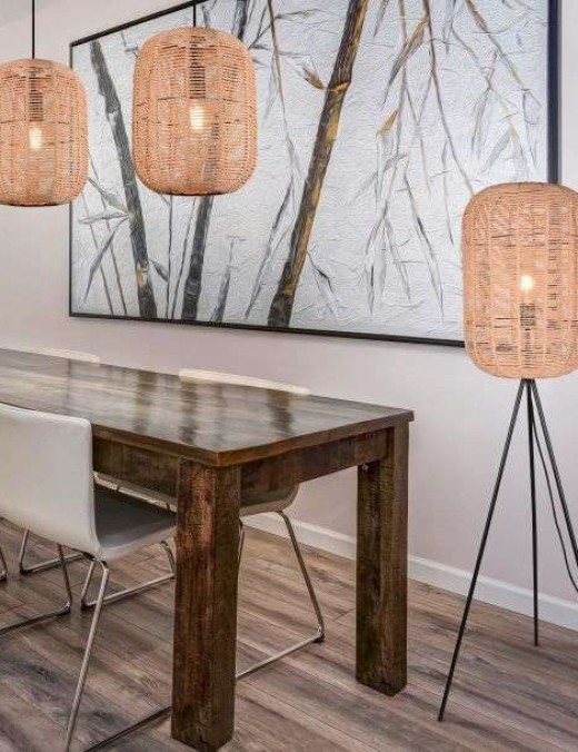 Lampadaire Trio Runa 1xE27 H150cm,naturel