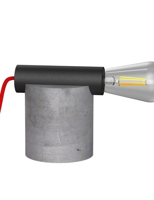 pied de lampe modern en béton gris et métal noir