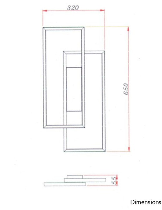 Plafonnier Keria Lines rectangle 40w (3000k) 65cm,noir