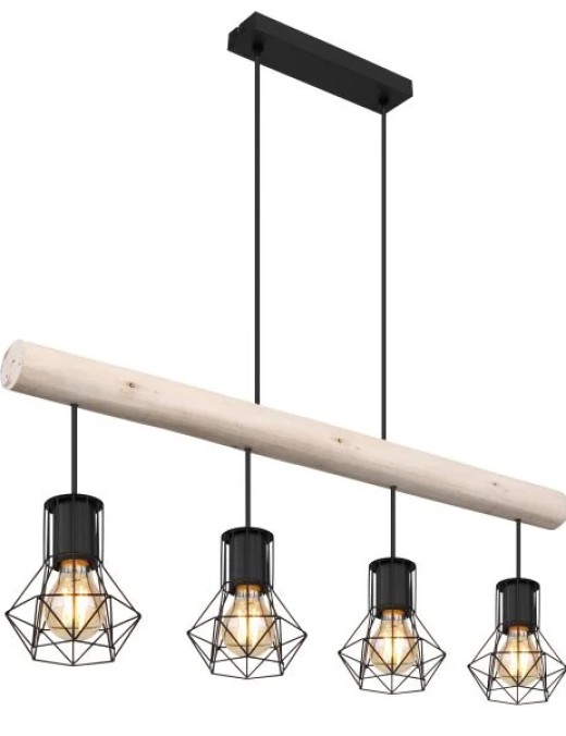 Suspension Globo Priska 4xE27 82cm,noir