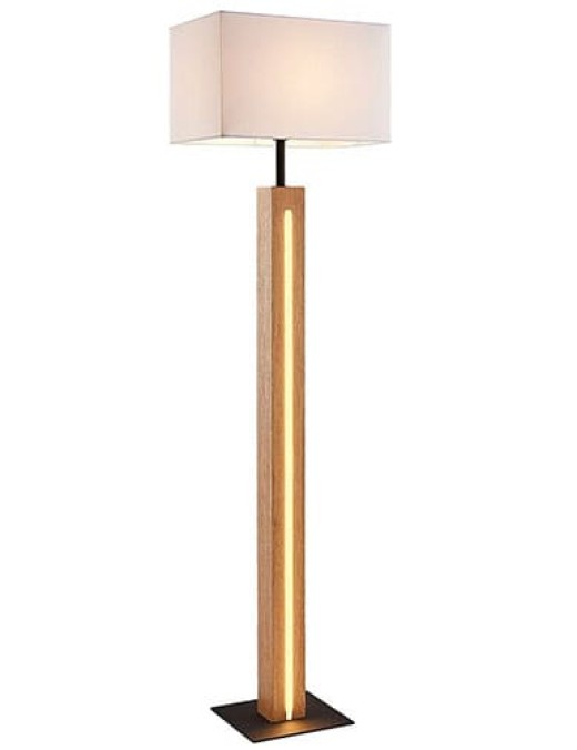 Lampadaire LED TREE en métal noir et bois clair
