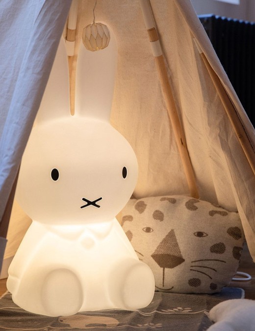 lampe de sol led miffy blanche en pvc