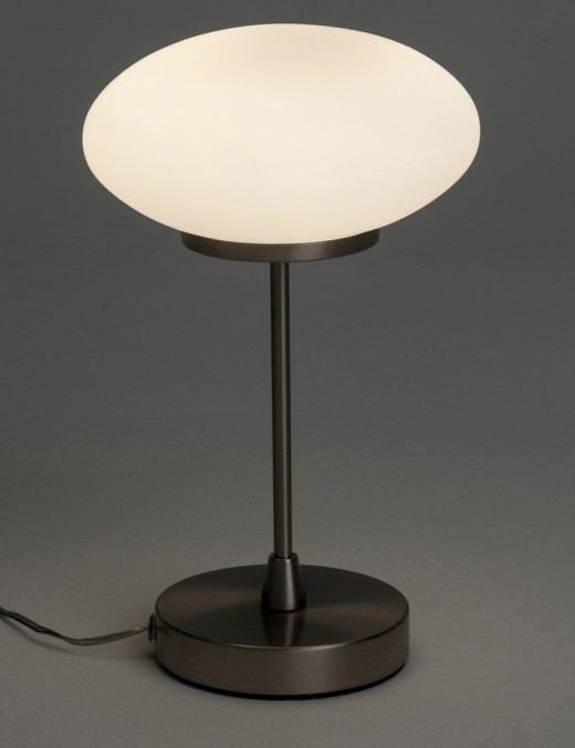 lampe à variateur tactile led jap blanche en nickel satiné